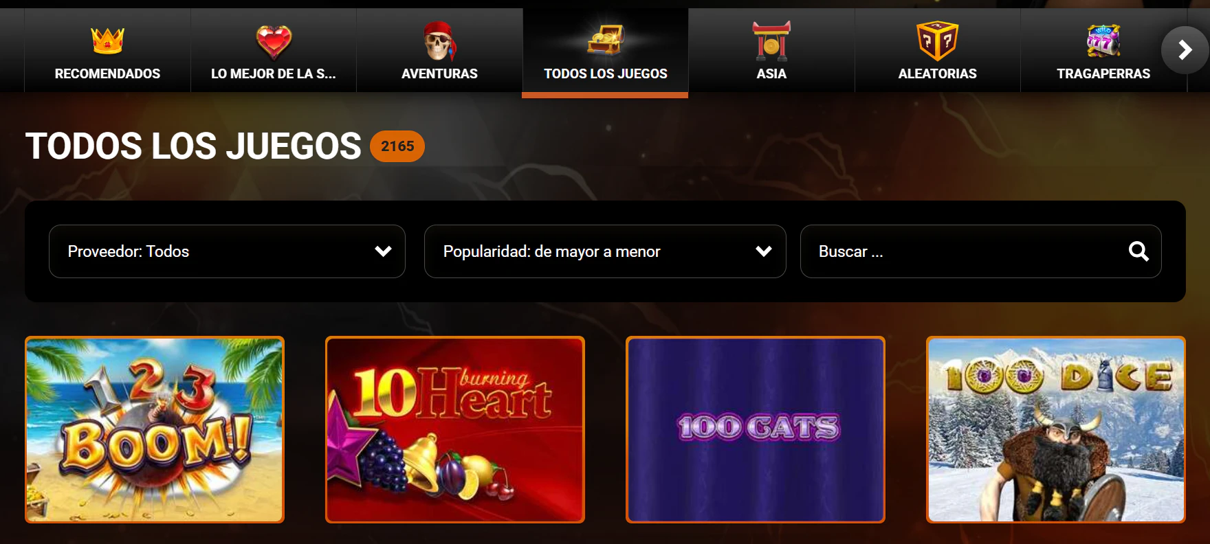 Casino Intense Página principal