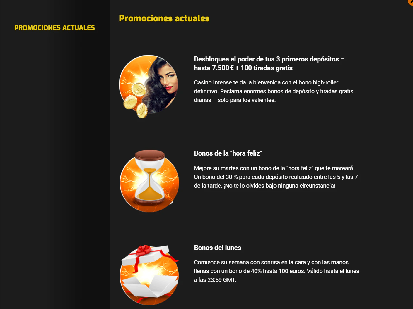 Promociones de Casino Intense